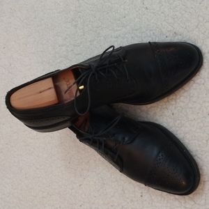 Allen Edmonds Black Sanford Leather Derby Shoes + Box/Bags 10.5 D